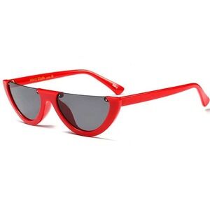 Red Half Frame Sunglasses Fashion Trendy Designer Sun Glasses‎ Women